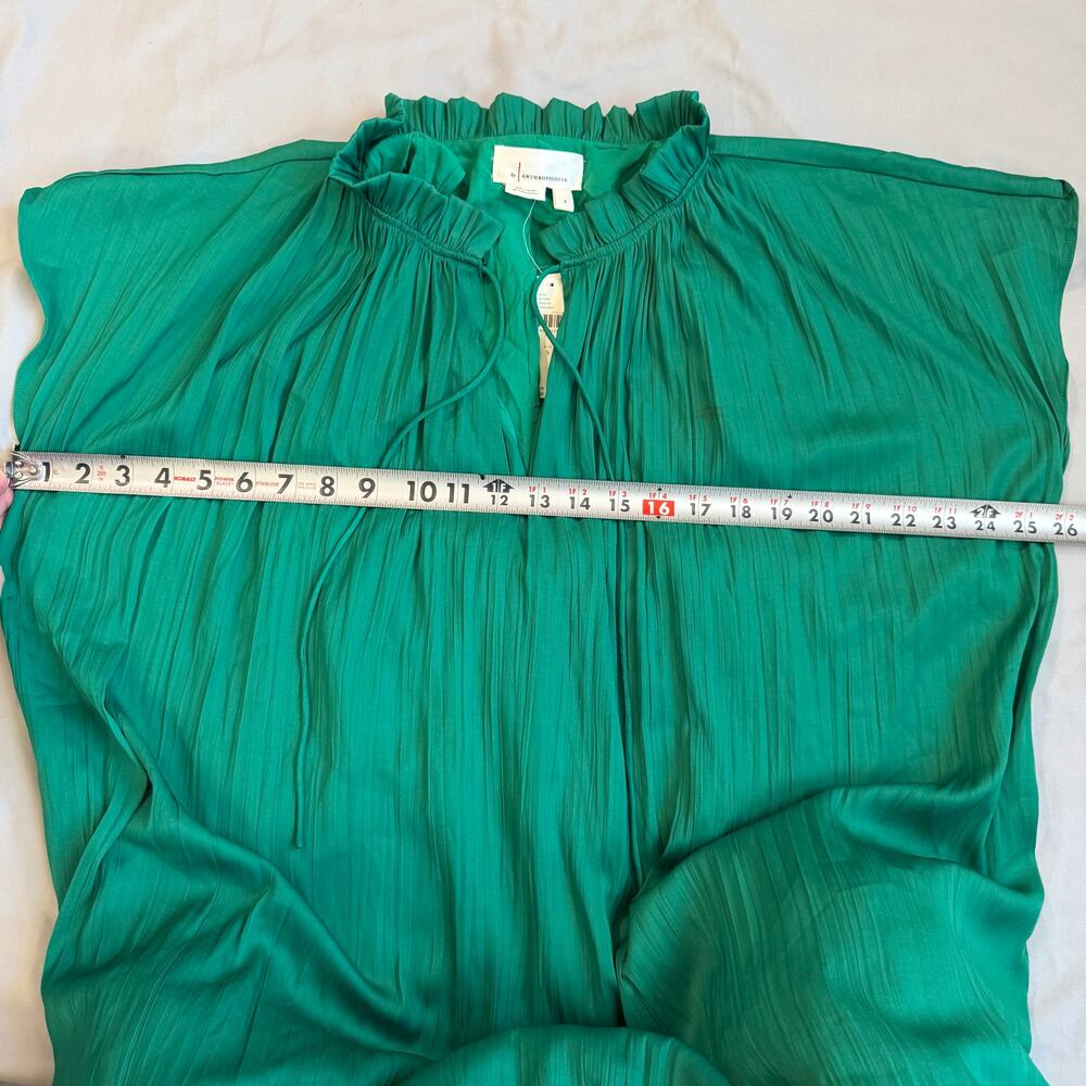 Anthropologie Emerald Green Mock Neck, Lined, Swing Dress NWT- S - Picture 11 of 15